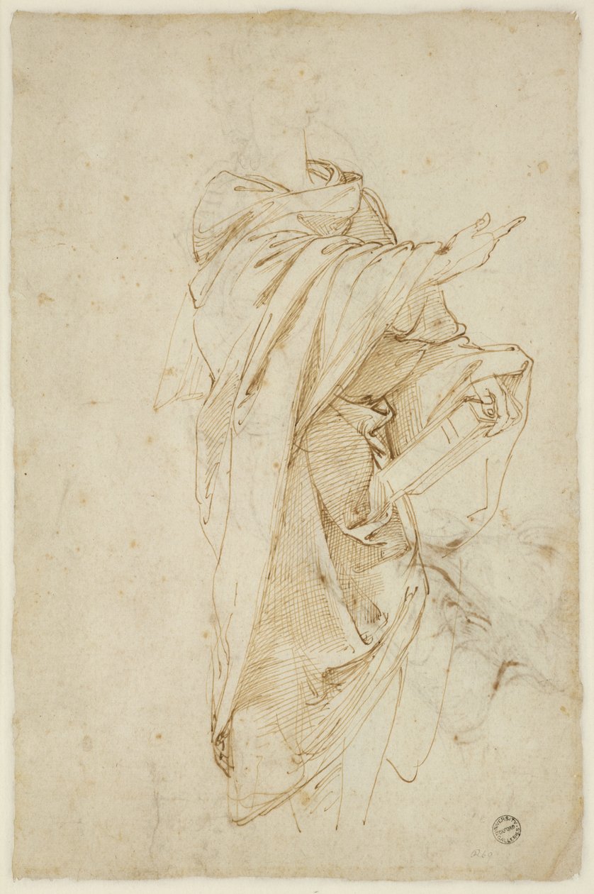 Verso: Figür Virgil için Çalışma, WA1846.182 by Raffaello Sanzio Raphael