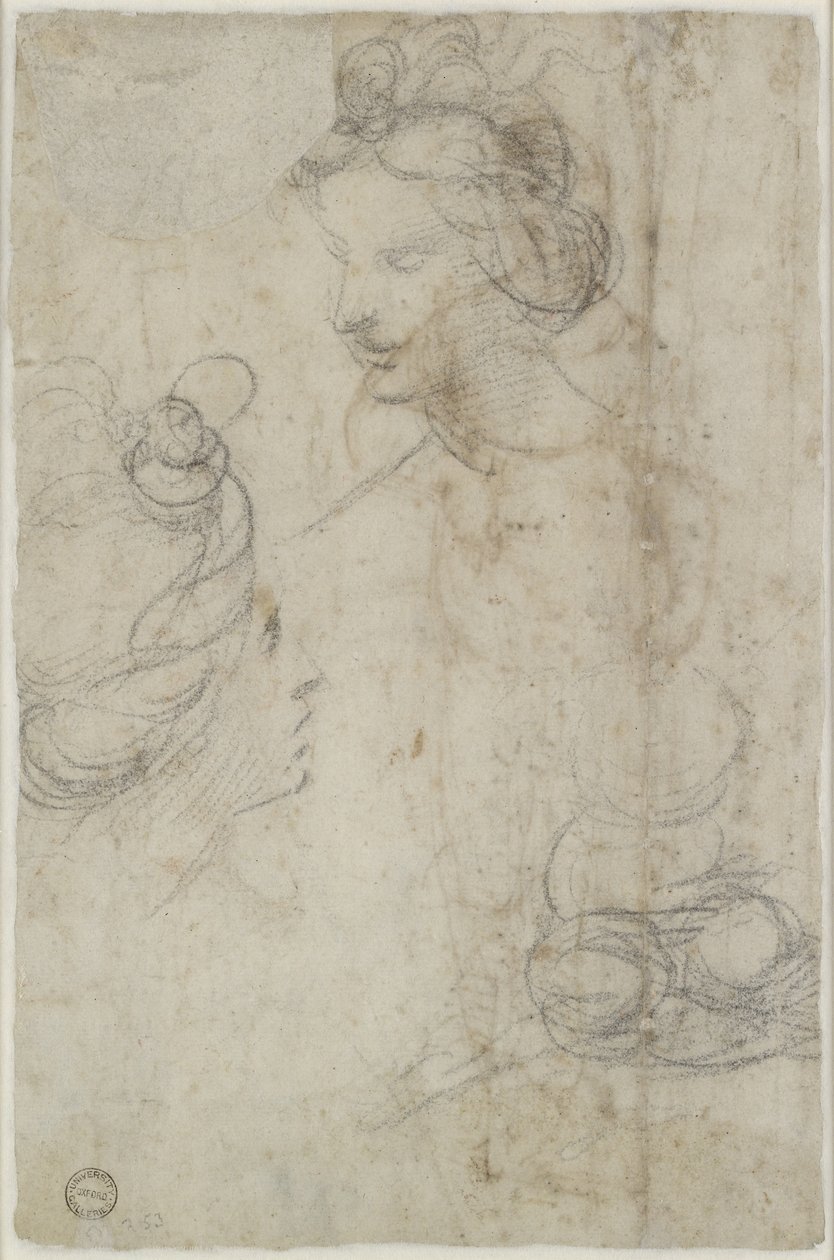 Verso: İki Kadın Kafası ve Çömelmiş Bir Kadın Çizimi, WA1846.168 by Raffaello Sanzio Raphael