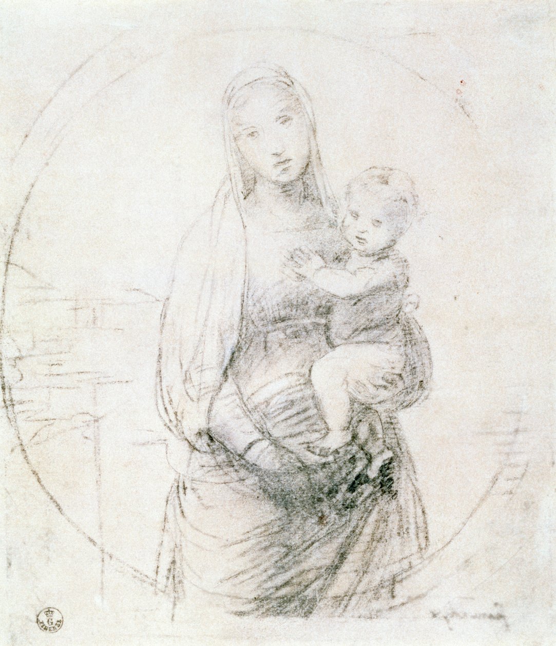 Bir Madonna ve Çocuğun Çalışması (tebeşir) by Raffaello Sanzio Raphael