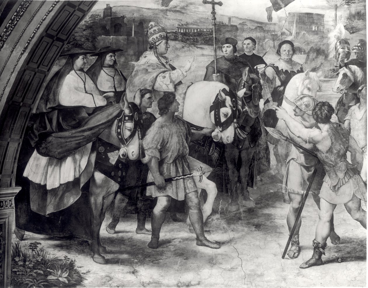 Papa I. Leo (390-461) Atilla'yı İtici (c.406-453) 1511-14 (detay 154941) by Raffaello Sanzio Raphael