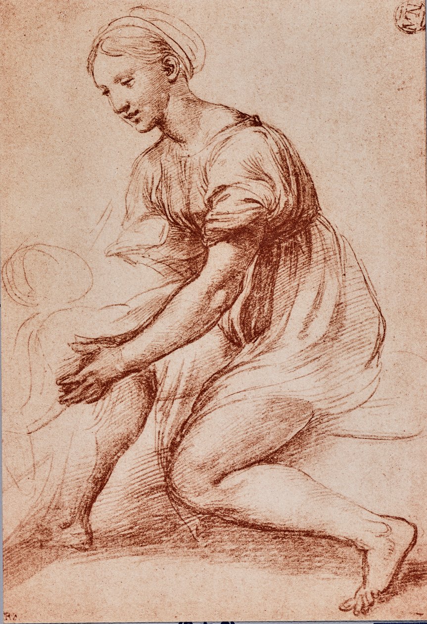 Francis I Kutsal Ailesi için Çalışma, c.1500-20 (kağıt üzerinde tebeşir) by Raffaello Sanzio Raphael