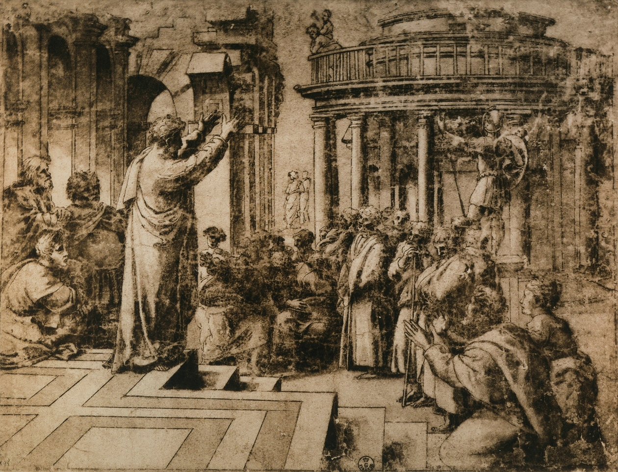 Atina'da Vaaz Eden Aziz Paul; Raphael Okulu'ndan çizim. Çizimler ve Baskılar Dolabı, Uffizi, Floransa by School of Raphael