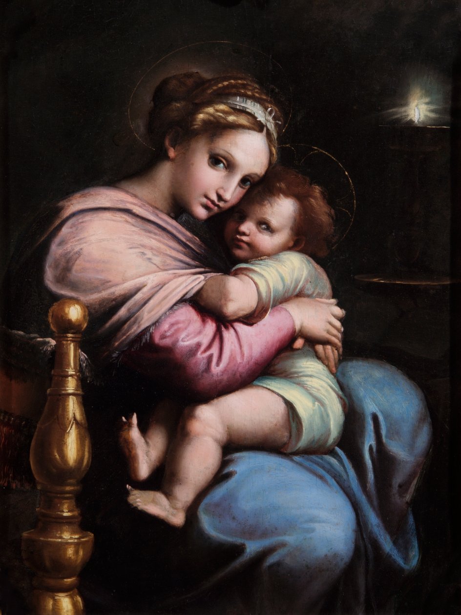 Bakire ve Çocuk, 17. yüzyılın başları (panel üzerine yağlıboya) by Raphael (1483 1520) (after)