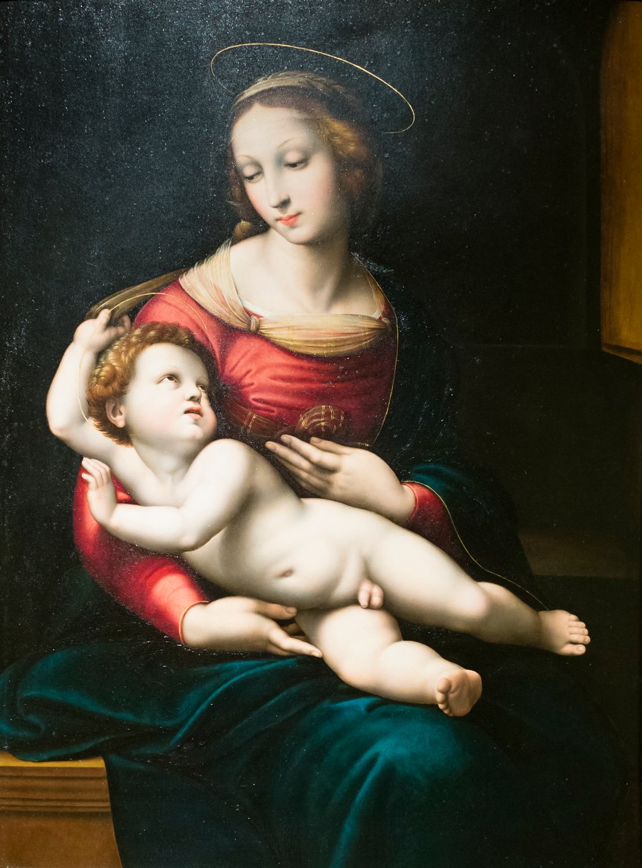 Bakire ve Çocuk, Raphael'den sonra (panel üzerine yağlıboya) by Raphael (1483 1520) (after)