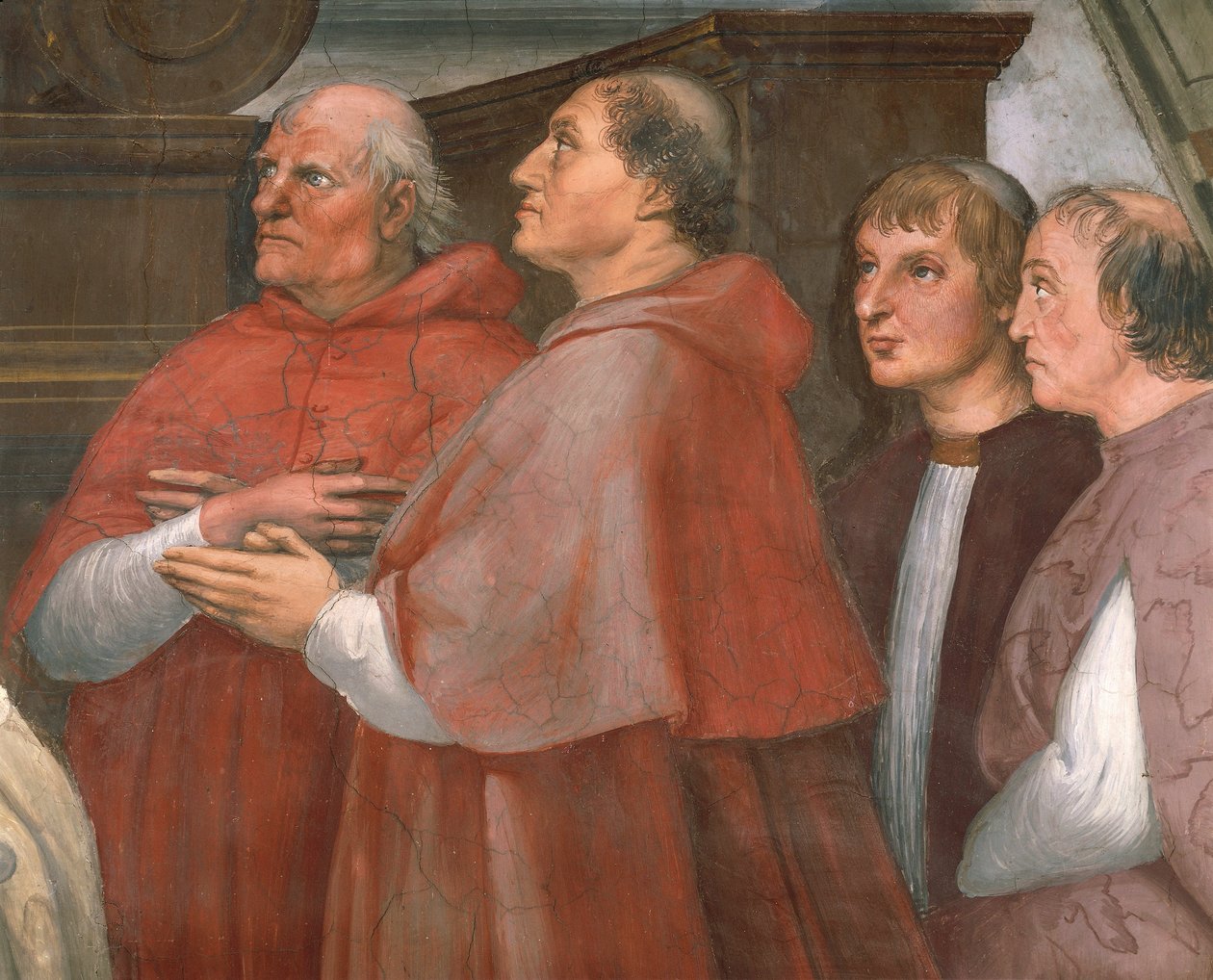 Kardinal Raffaele Riario, görgü tanıklarıyla birlikte, Bolsena'daki Ayin'in ayrıntıları by Raphael (1483 1520)
