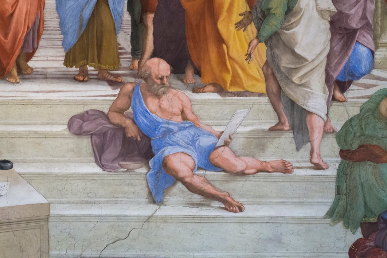 Sinop Diyojenleri: Stanza della Segnatura'daki Atina Okulu'ndan detay by Raphael (1483 1520)