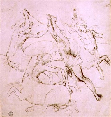 Centaurlarla savaşan Herkül (kalem ve mürekkep) by Raphael