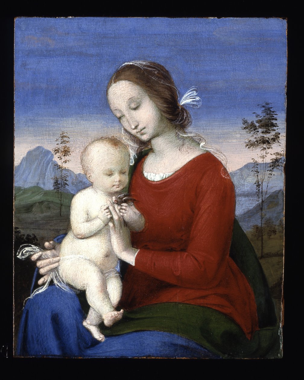 Madonna Ve Kuşlu Çocuk (ahşap üzerine yağlıboya) by Raphael (1483 1520)