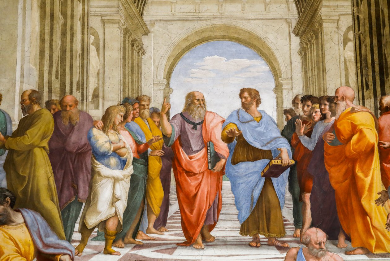 Atina Okulu, Detay. Platon ve Aristoteles. 1509 (fresk) by Raphael