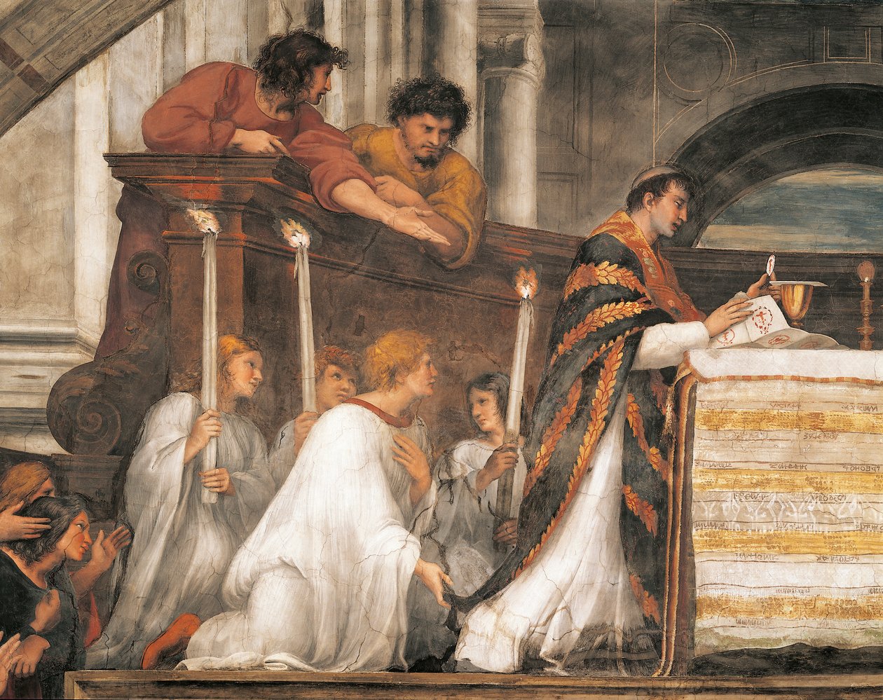 Efkaristiya mucizesi, Bolsena'daki Ayin'in detayı by Raphael (1483 1520)