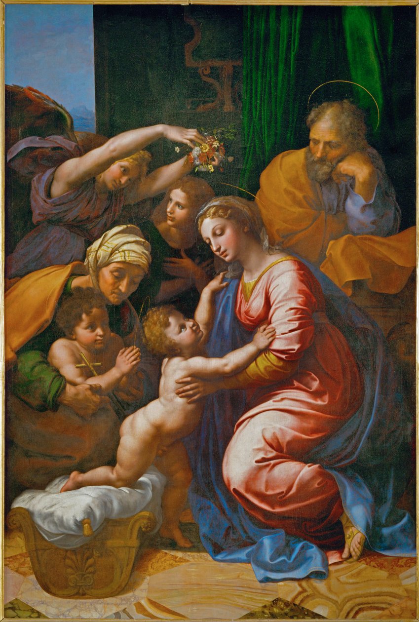"La Grande Sainte Famille de Francois I" olarak adlandırılan Kutsal Aile... by Raphael (1483-1520)