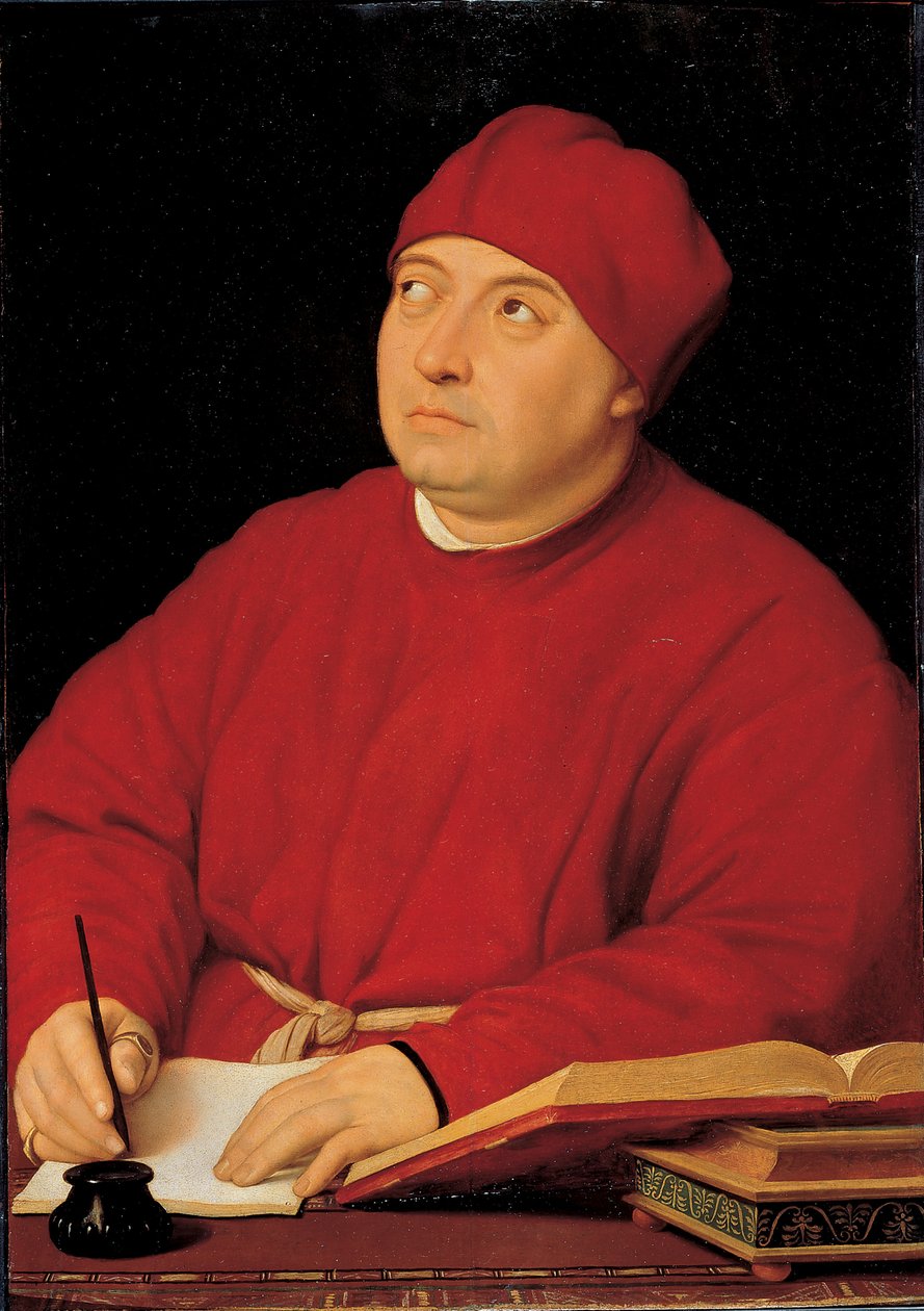 Kardinal Tommaso Inghirami'nin portresi (ahşap üzerine yağlı boya) by Raphael (1483 1520) (& studio)