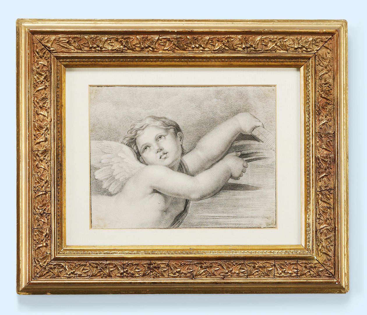 Bir putto başı (kağıt üzerinde siyah tebeşir) by after Raphael
