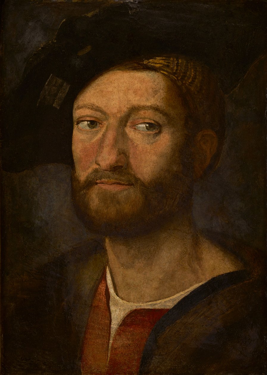 Nemours Dükü Giuliano de Medici olduğu söylenen bir adamın portresi (panelde yağlı boya) by after Raphael