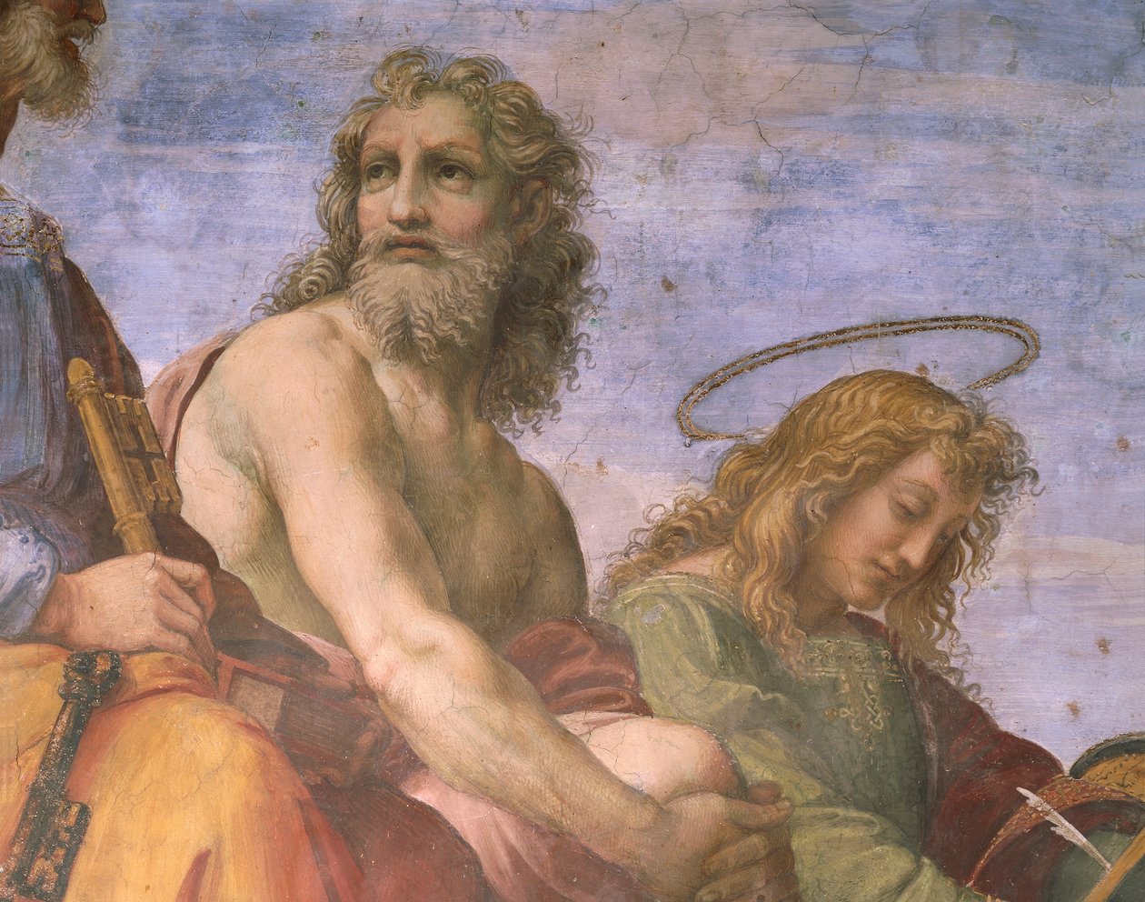 Adem ve Evangelist John, Kutsal Ayin Tartışmasının ayrıntıları by Raphael (1483 1520)