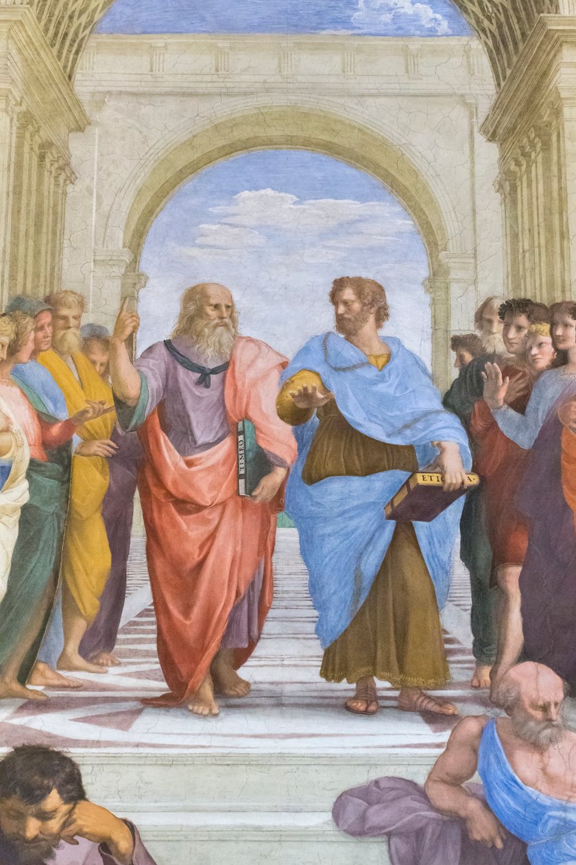 Aristoteles ve Platon: Stanza della Segnatura'daki Atina Okulu'ndan detay by Raphael (1483 1520)