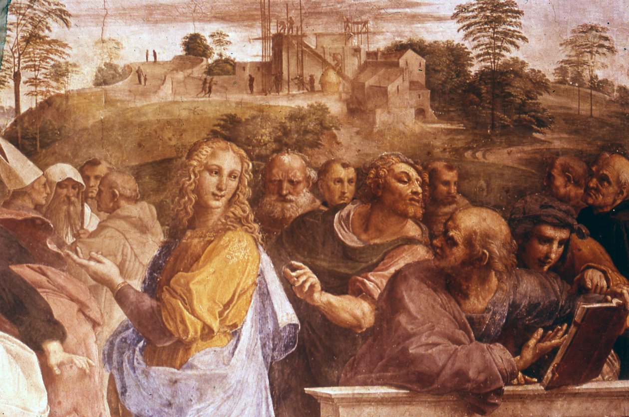 İtalyan Rönesans sanatçısı Raphael'in 'Ayin Tartışması' freskinden detay by Raphael (1483 1520)