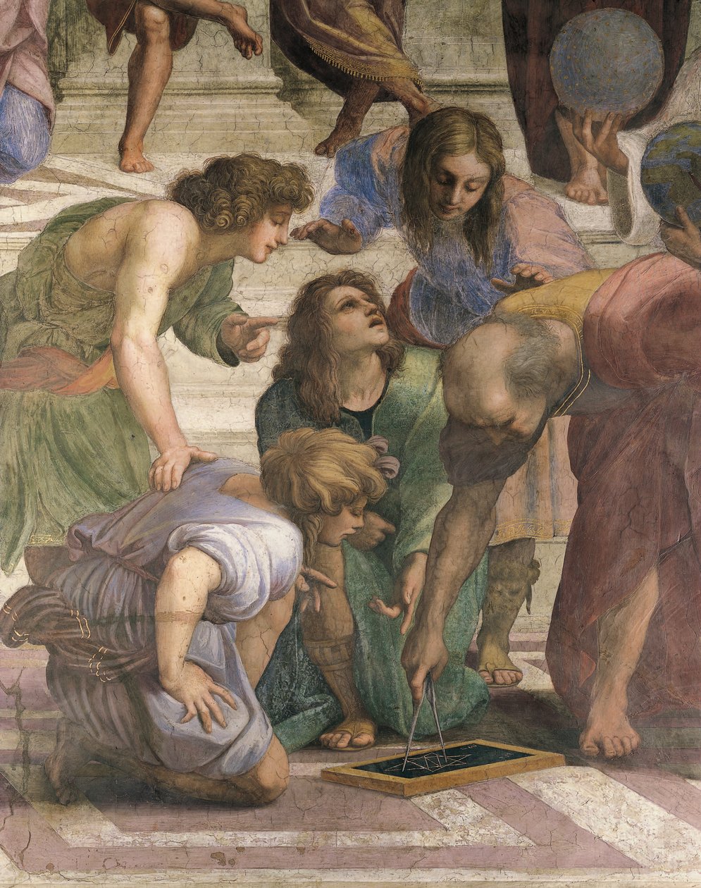 Pusula ile heksagram figürü çizen Öklid, Atina Okulu'nun detayı by Raphael (1483 1520)