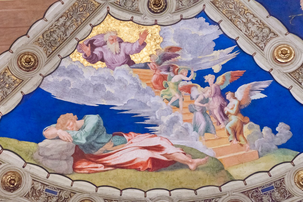 Yakup'un rüyası, Eliodoro kıtasının tavanı, Heliodorus'un odası (fresk) by Raphael (1483 1520)