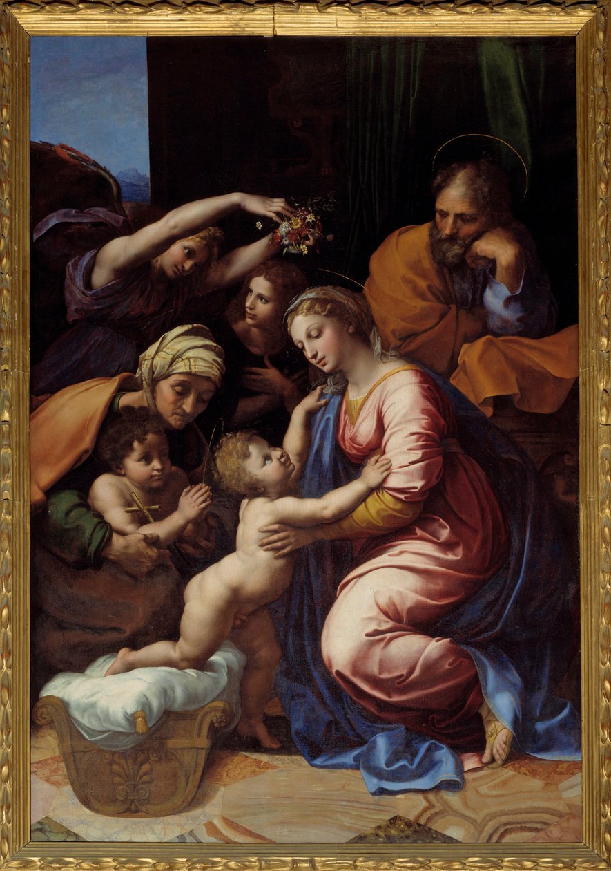 François I tarafından La Grande Sainte Famille olarak bilinen Kutsal Aile Tablosu Raphael (Raffaello Sanzio) (1483-1520) Güneş. 2.07x1.4m by Raphael