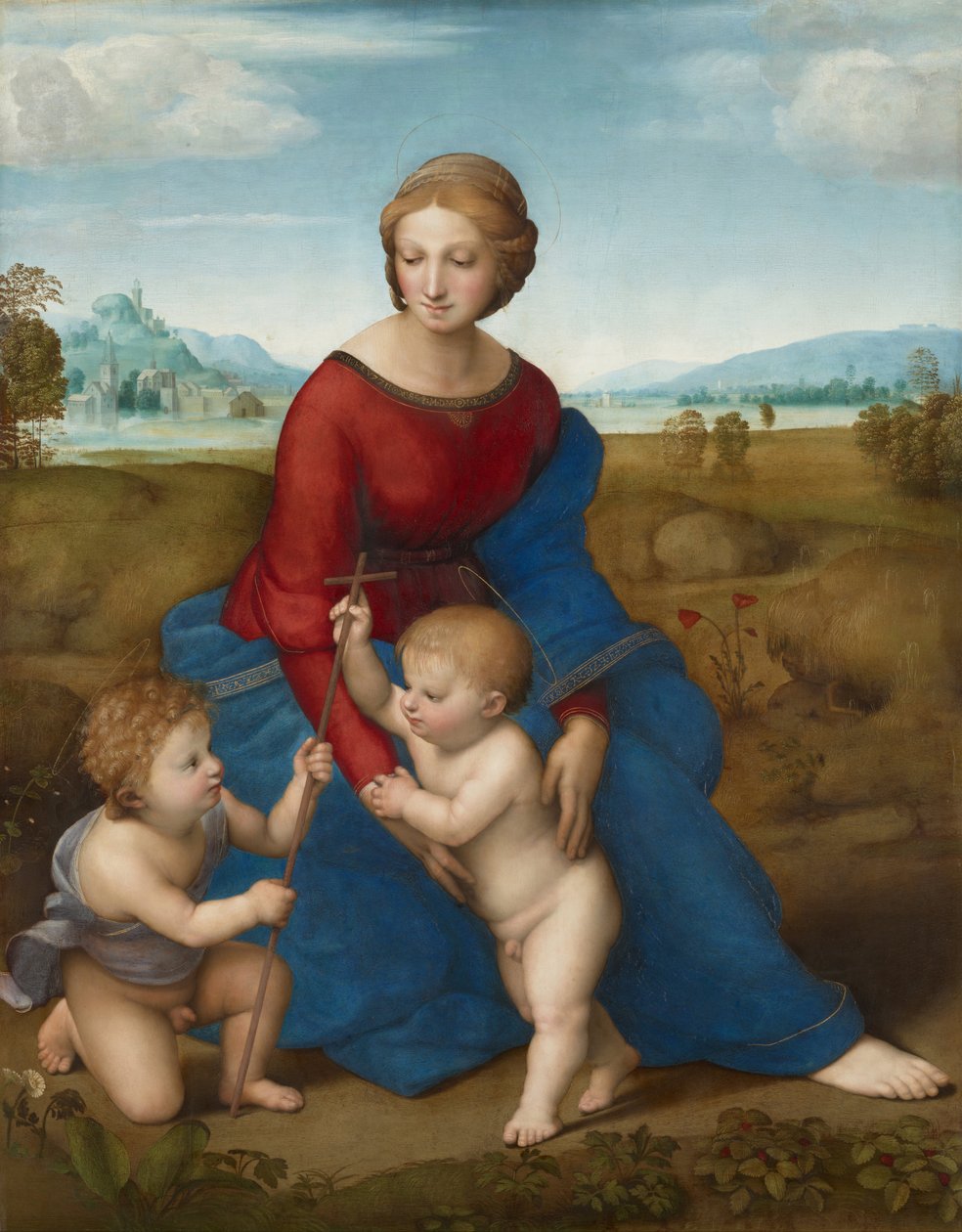 Çayırda Madonna, 1506 dolayları (ahşap üzerine yağlı boya) by Raphael (1483 1520)