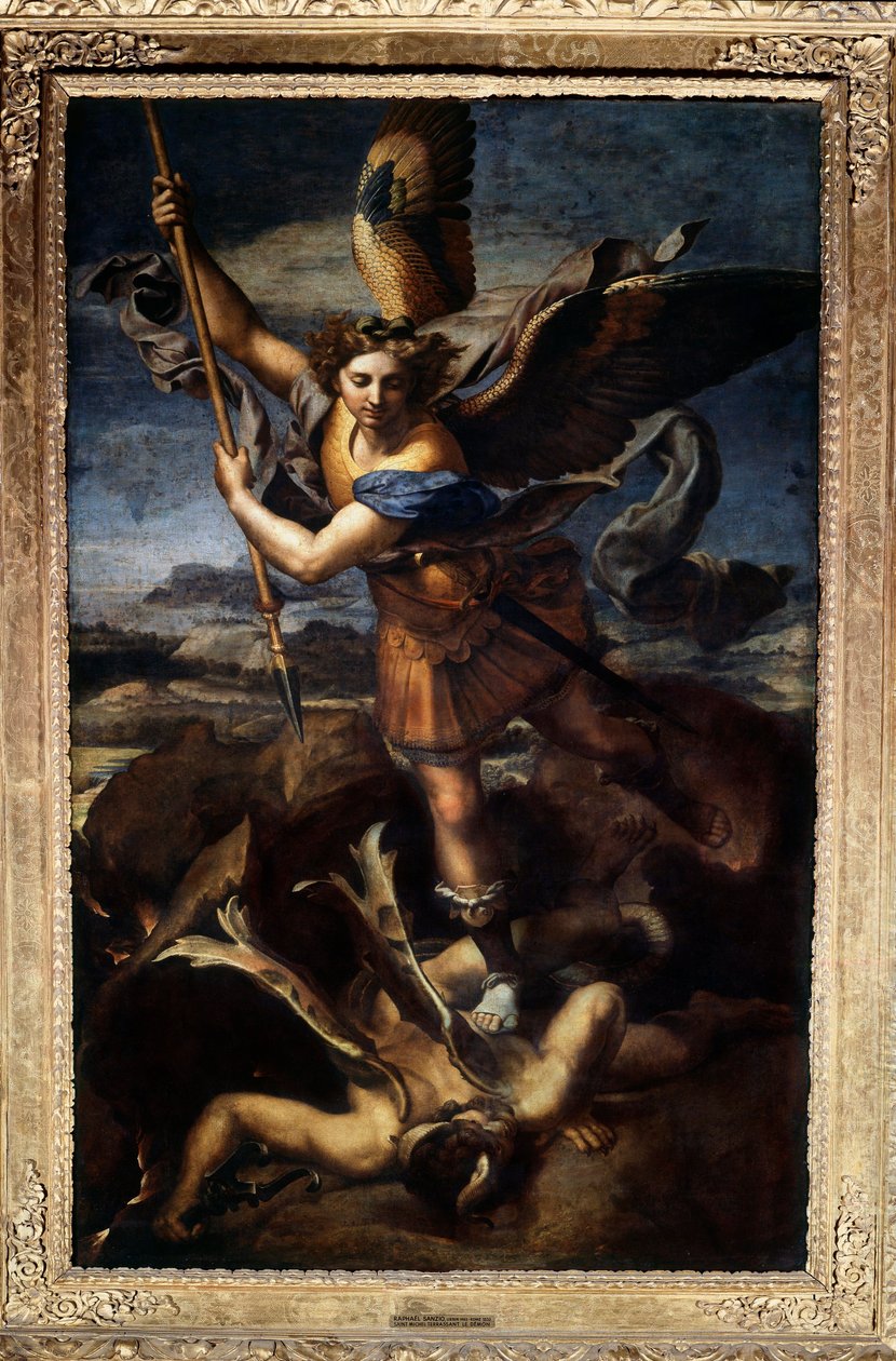 Ejderhayı yenen Aziz Michael veya büyük Aziz Michael Tablo Raffaello Sanzio dit Raphael (1483-1520) 1518. Paz 2,68x1,6 m Paris musee du Louvre by Raphael