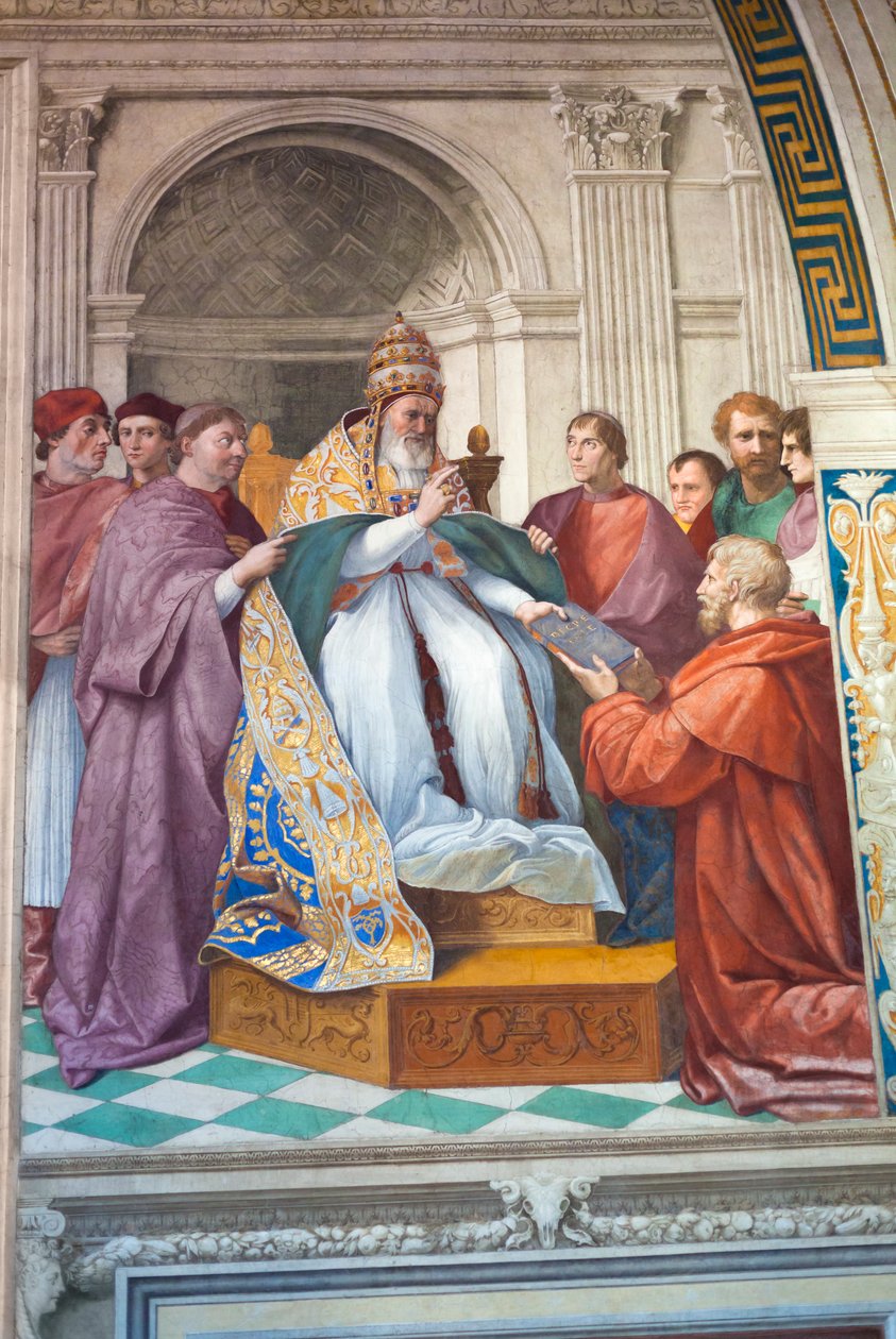 Kararnamelerin Papa Gregory IX'a Teslimi, c.1501-1520 (fresk) by Raphael (1483 1520)