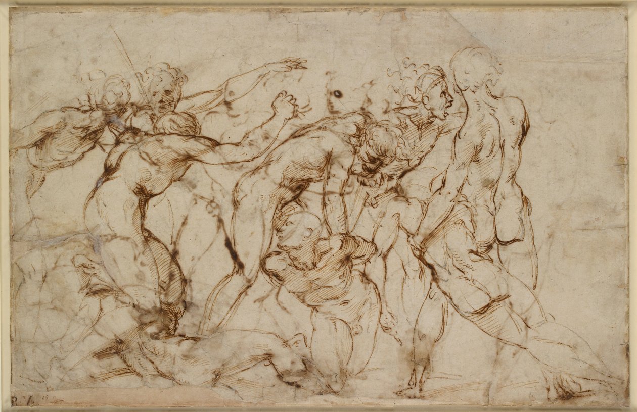 Mahkumların pinyonlandığı savaş sahnesi, 16. yüzyıldan kalma by Raphael