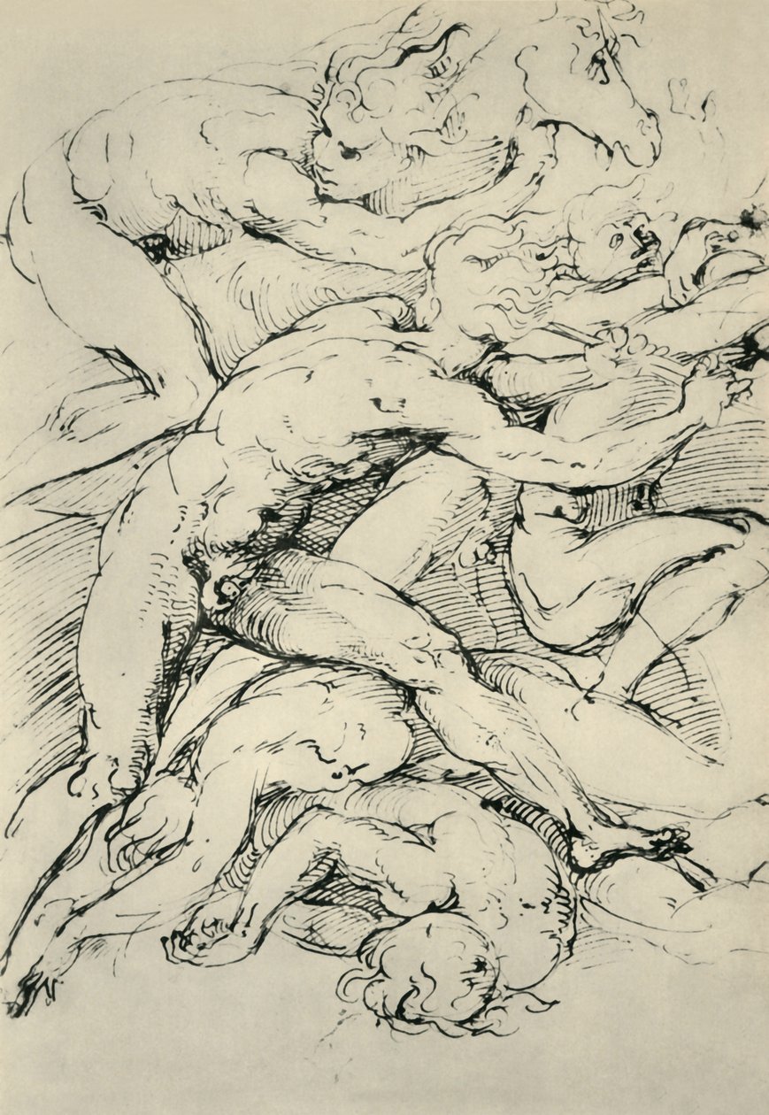 Savaş sahnesi, 16. yüzyılın başları, 1943. by Raffaello Sanzio Raphael