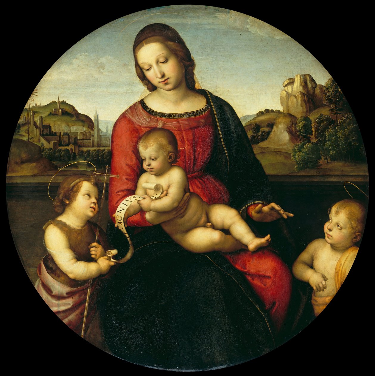 Çocuklu Meryem, Vaftizci Yahya ve Kutsal Çocuk Madonna Terranuova, c. 1505 by Raffaello Sanzio Raphael