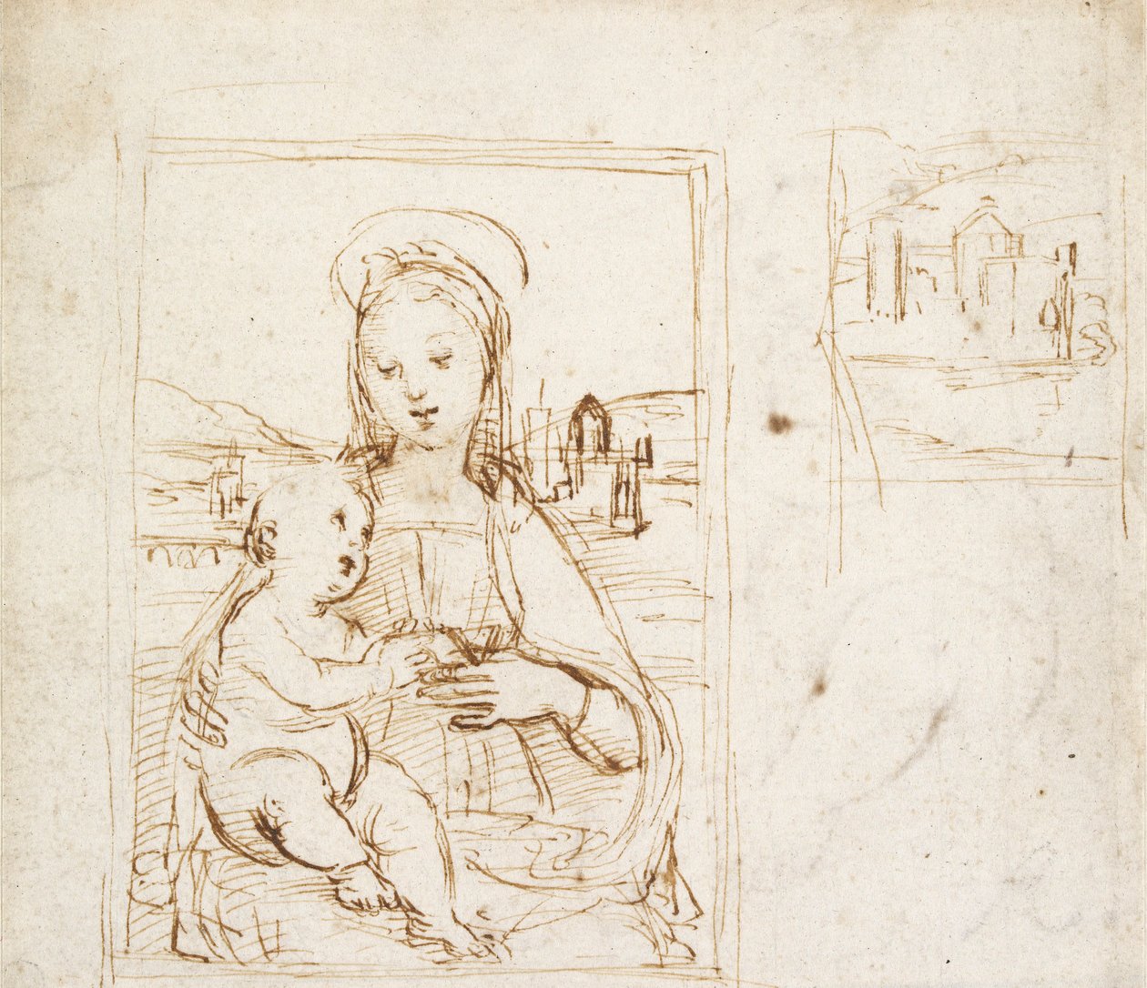 Bakire ve Çocuğun Resmi Çalışması, c1500-1504 by Raphael