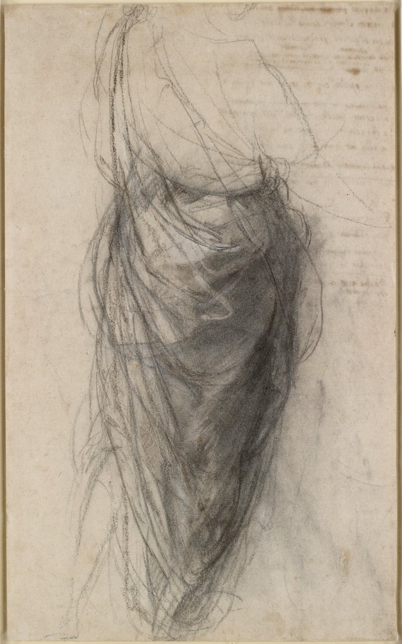 Arkadan Görünümde Bir Adamın Perdesi Çalışması, 16. yüzyılın başlarında by Raphael