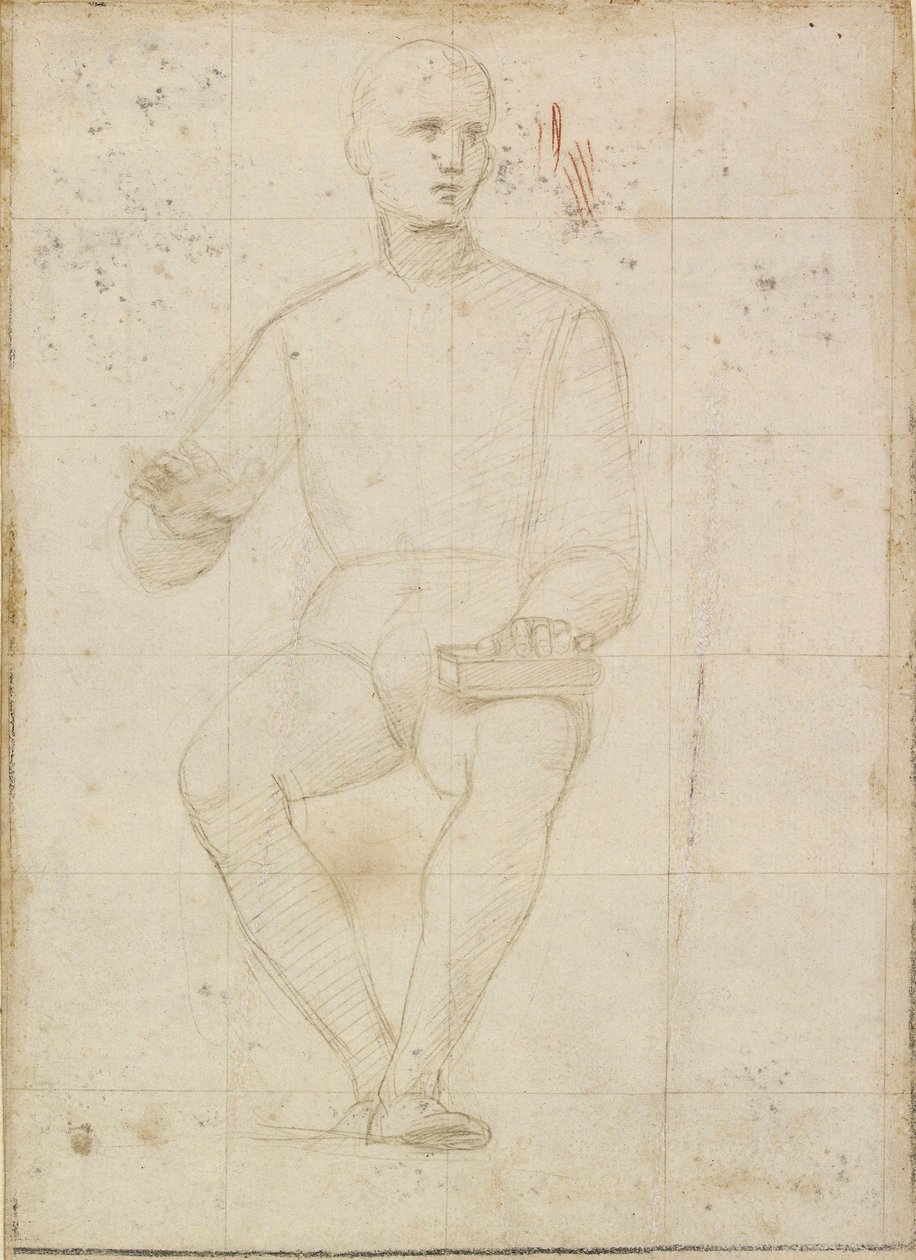 Oturan Bir Adamın Çalışması, 16. yüzyılın başlarında by Raphael