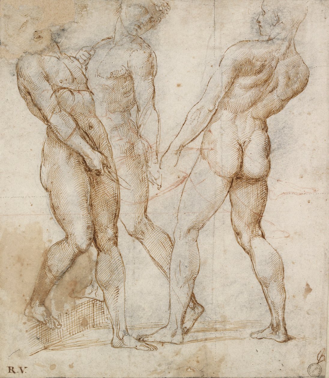 Üç çıplak taşıyıcı Entombment Çalışması, 16. yüzyılın başlarında by Raphael