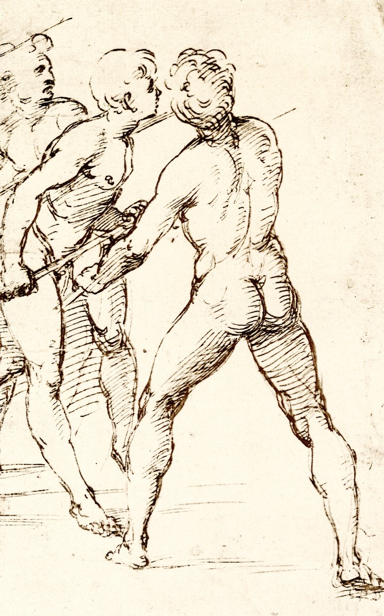 Saldırıyı bekleyen üç savaşçı by Raffaello Sanzio Raphael