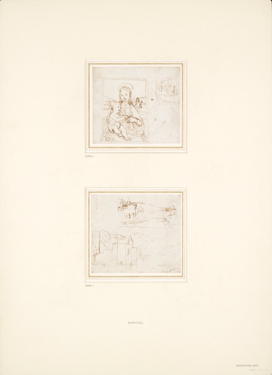 İki Ayrı Manzara Çizimi, 1500-1504 by Raphael