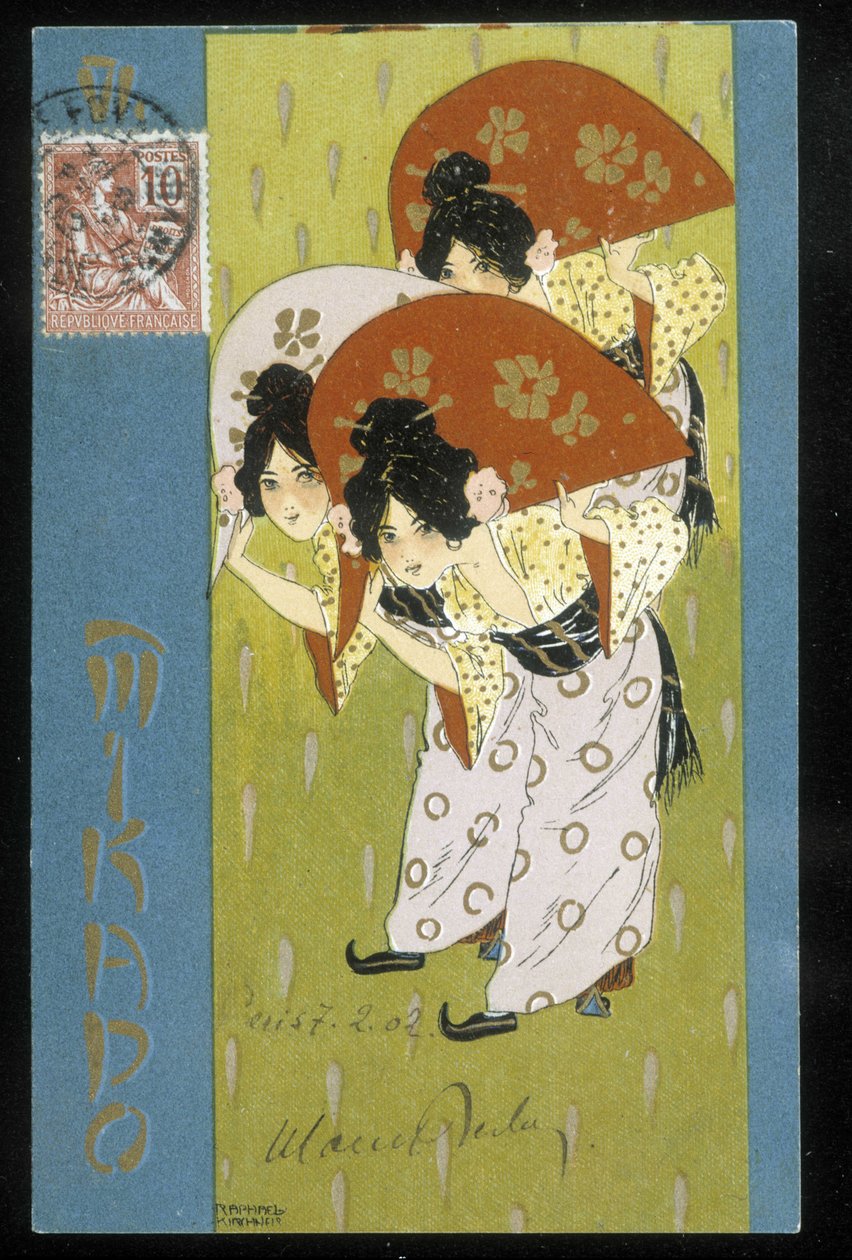 Geyşa - kartpostal, yazan Raphaël Kirchner, deb. 20. yüzyıl by Raphael Kirchner