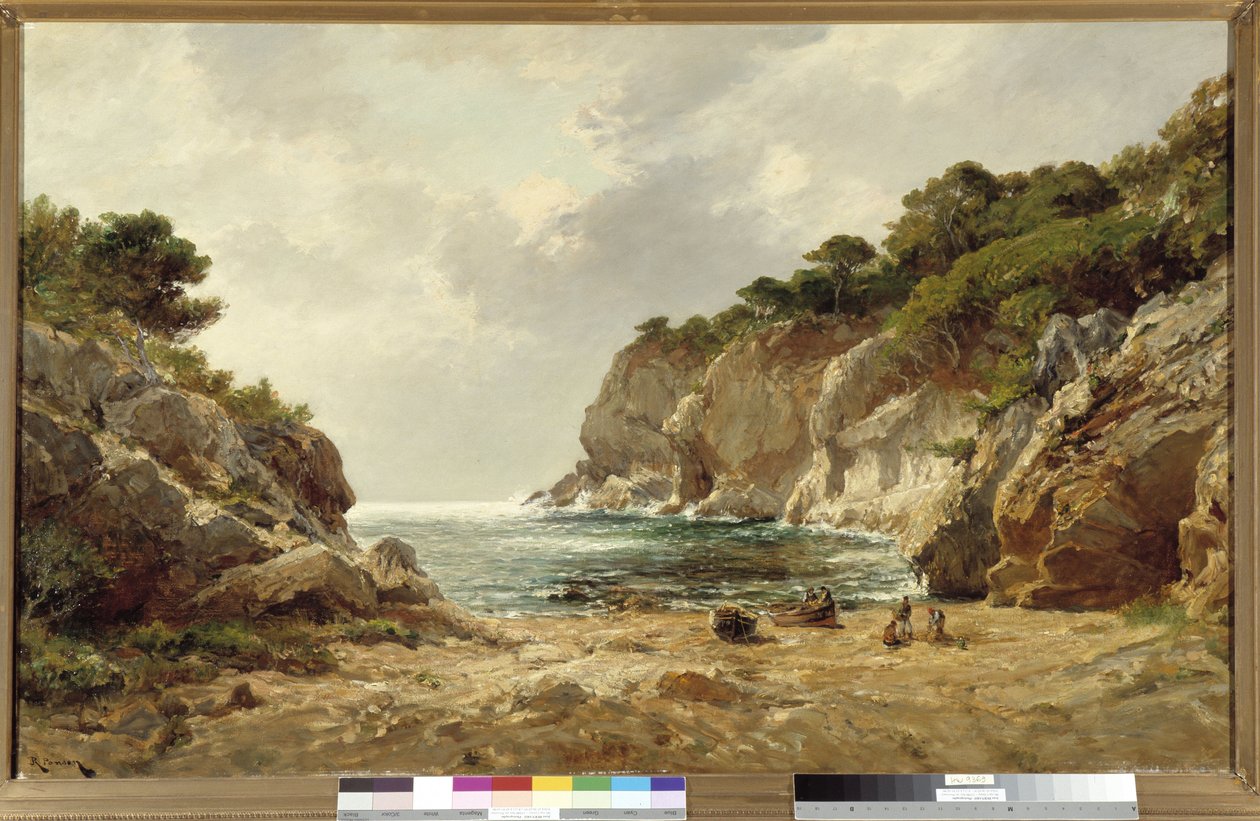 Raphael Luc Ponson (1835-1904) tarafından Porquerolles Tablosunda Oustau Diou koyu by Raphael Luc Ponson