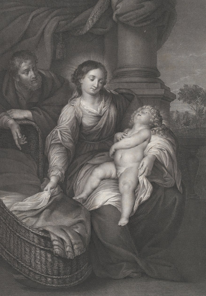 Kutsal Aile, Mesih çocuğu Bakire'nin kucağında uyurken, yaklaşık. 1778-86 by Raphael Morghen
