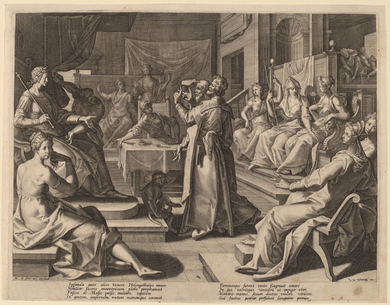 Heliogabalus ve Bilge Kadınlar by Raphael Sadeler I after Joos van Winghe