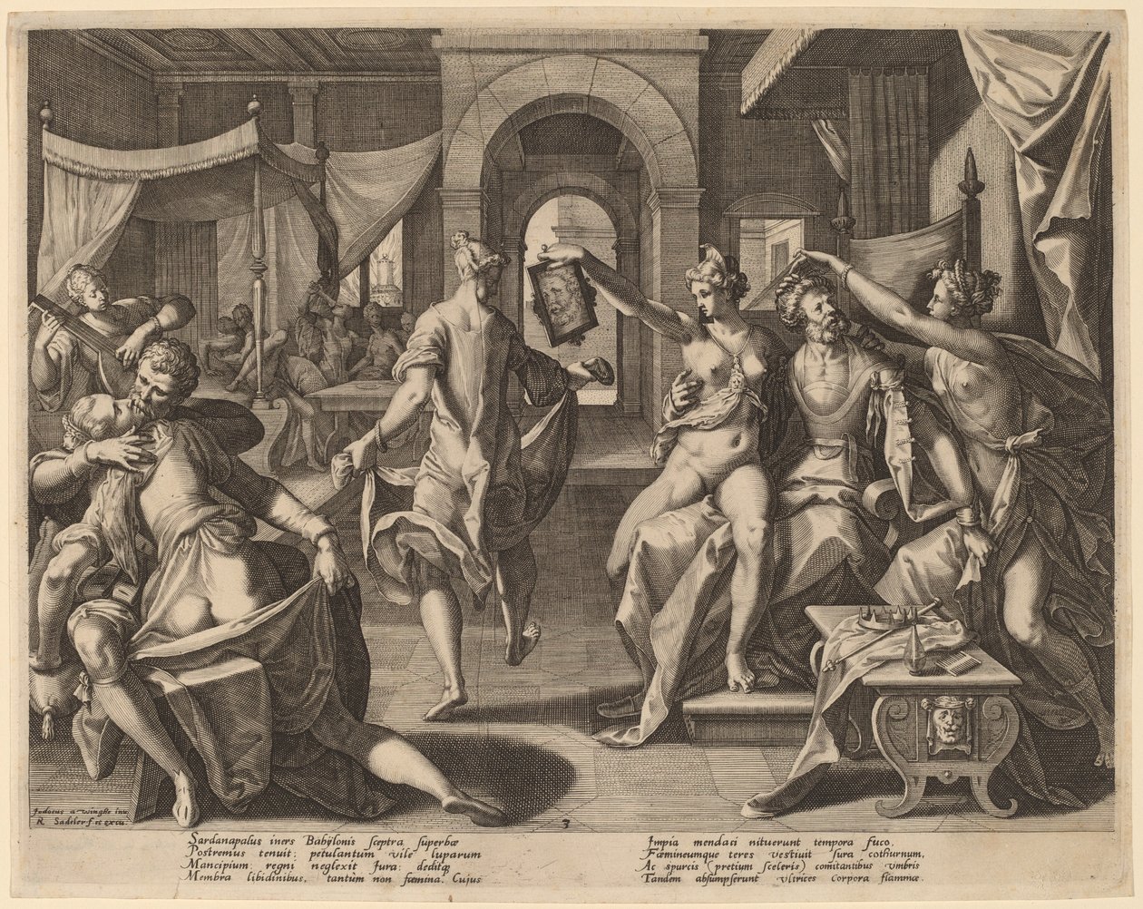 Cariyeler arasında Sardanapalus by Raphael Sadeler I after Joos van Winghe