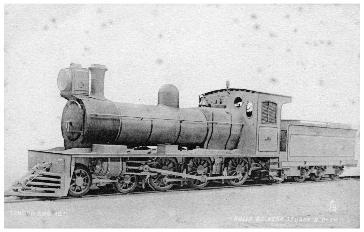 4-6-0 ihale motoru, 20. yüzyılın başlarında Kerr, Stuart ve Co tarafından inşa edilen buharlı lokomotif. by Raphael Tuck