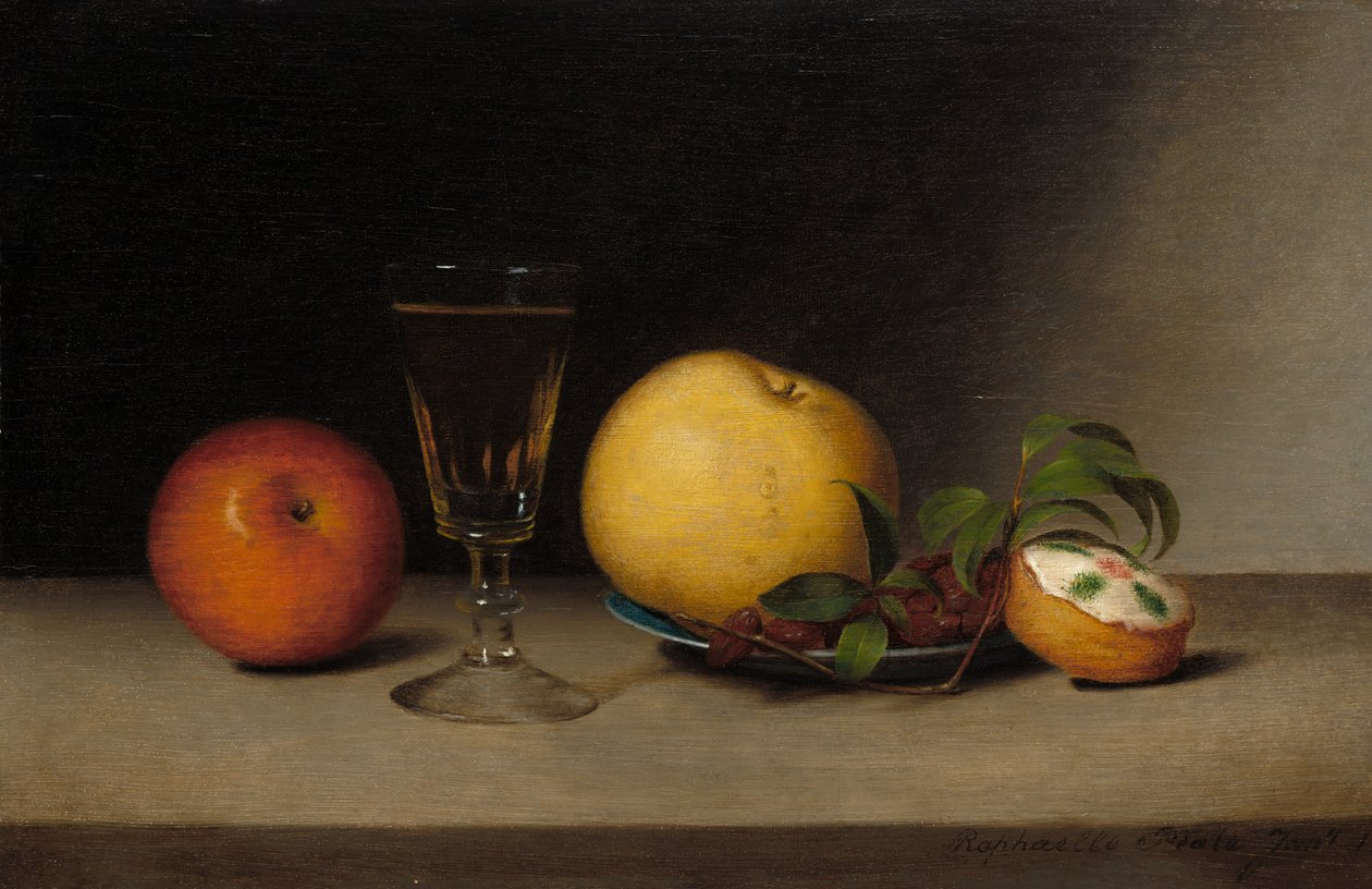 Elma, Şeri ve Çay Kek ile Natürmort by Raphaelle Peale