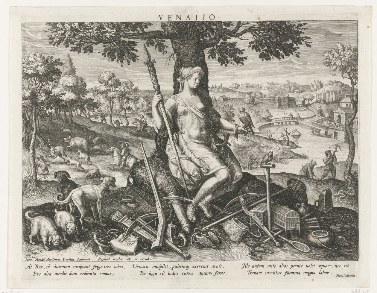 Avın hamisi olarak Diana Venatio (nesne üzerindeki başlık) Bir Prensin Başlıca Faaliyetleri (dizi başlığı) Şema, seu speculum principum (dizi başlığı) by Raphaël Sadeler (I)