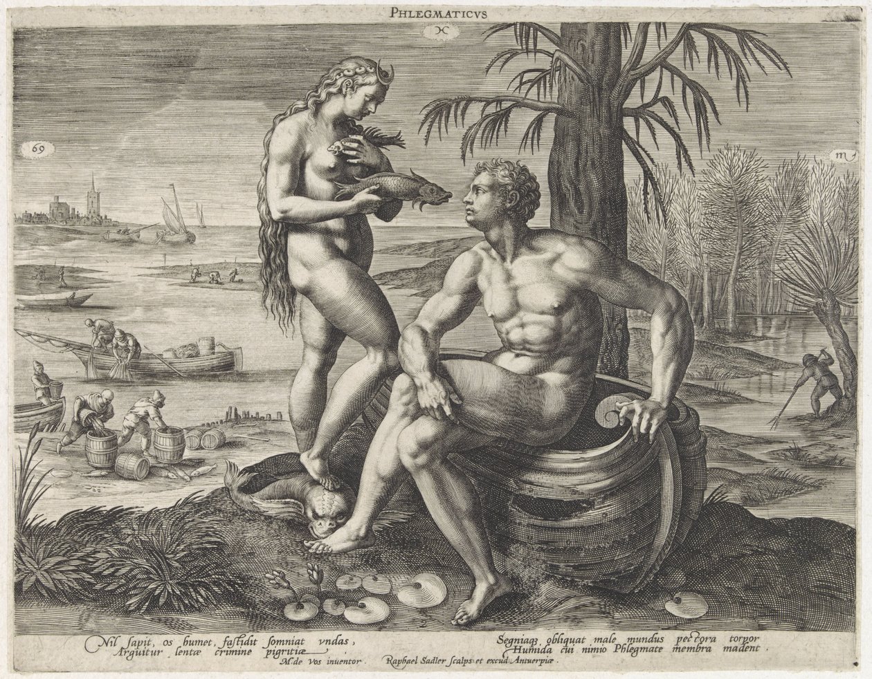 Flegmatisch mizaç Phlegmaticus (nesne üzerindeki başlık) Vier mizaç (dizi başlığı) by Raphaël Sadeler (I)