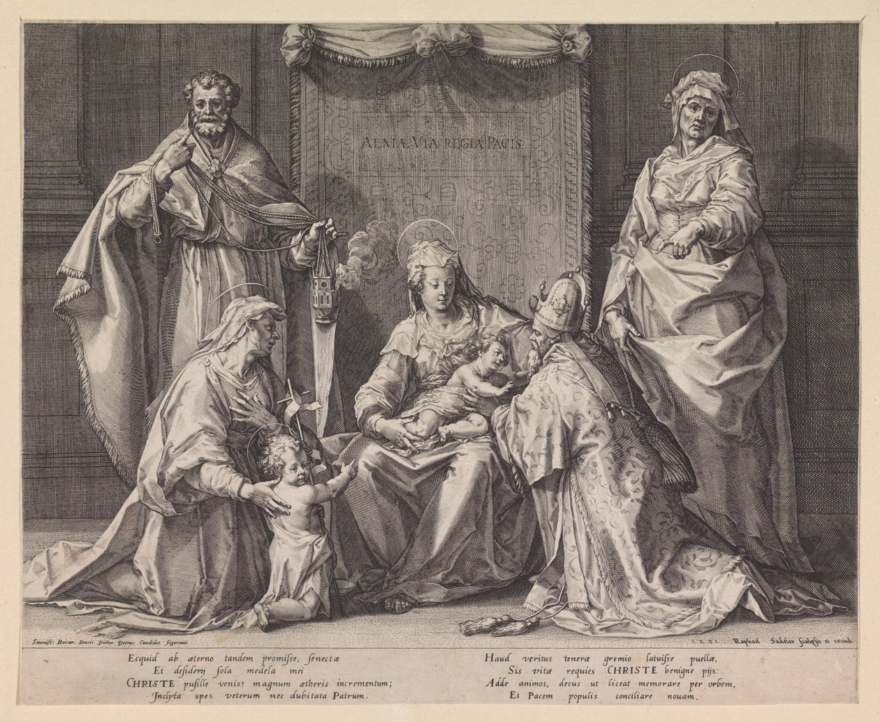 Zacharias, Elizabeth ve Vaftizci Yahya ile Kutsal Aile by Raphaël Sadeler (I)