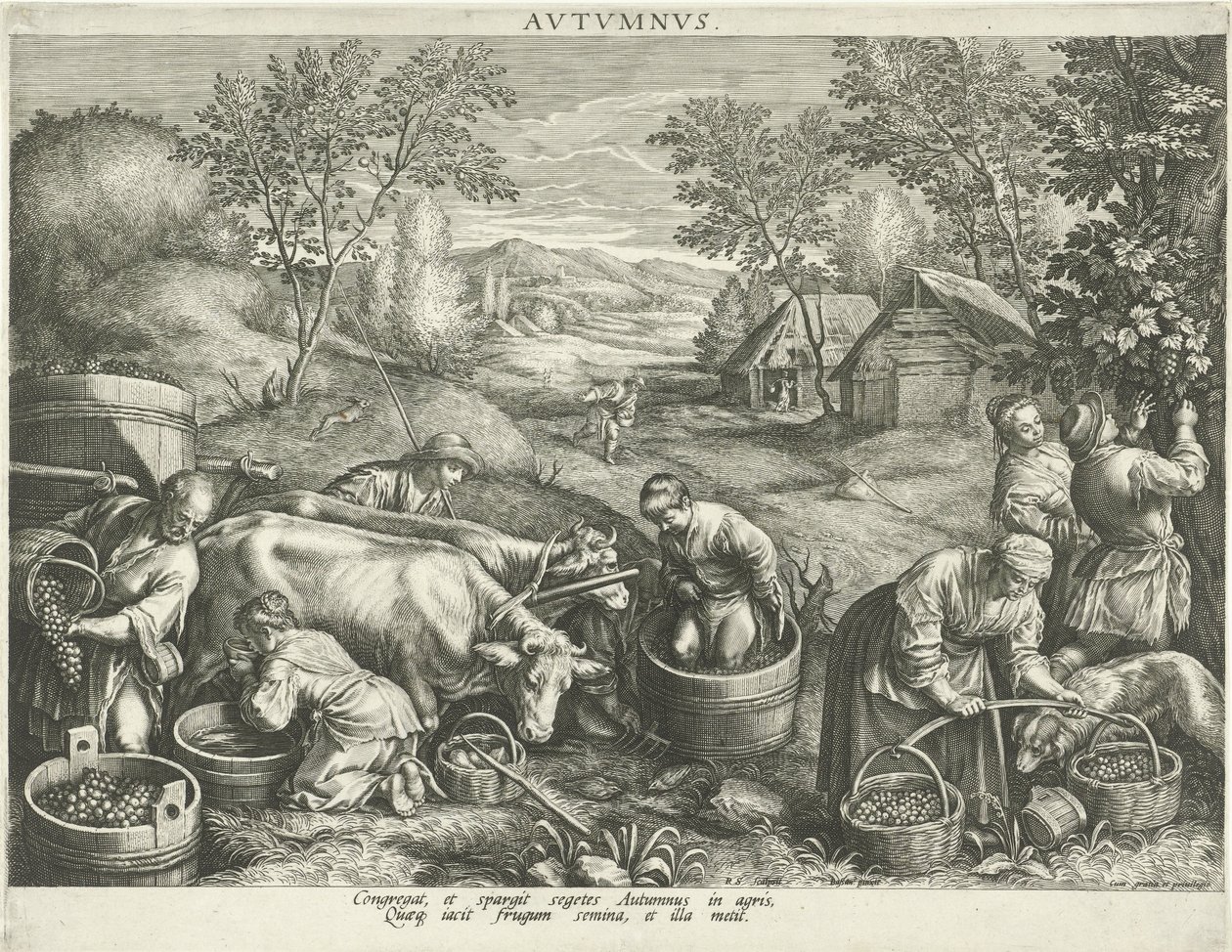 Sonbahar mevsimi Avtvmnvs (nesne üzerindeki başlık) Four Seasons (dizi adı) by Raphaël Sadeler (I)