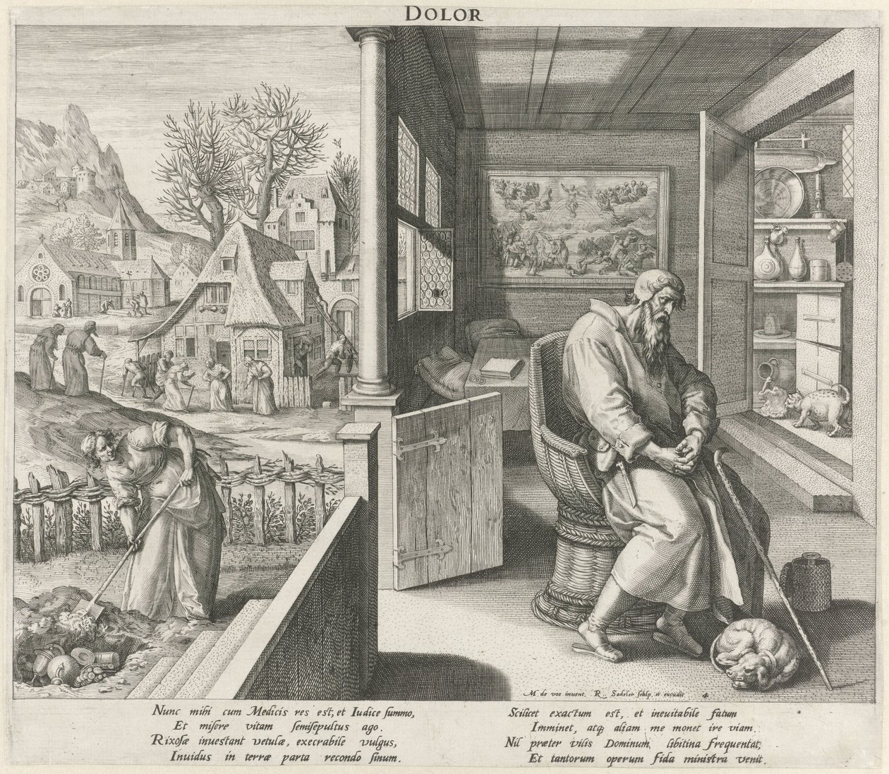 Kederin etkisi altındaki yaşlılık Dolor (nesne üzerindeki başlık) Dört Çağ (dizi adı) by Raphaël Sadeler (I)
