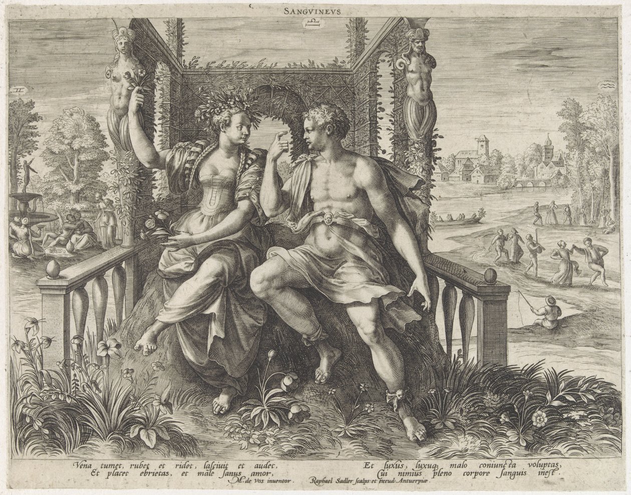 Sanguinisch mizaç Sanguineus (nesne üzerindeki başlık) Vier mizaç (dizi başlığı) by Raphaël Sadeler (I)
