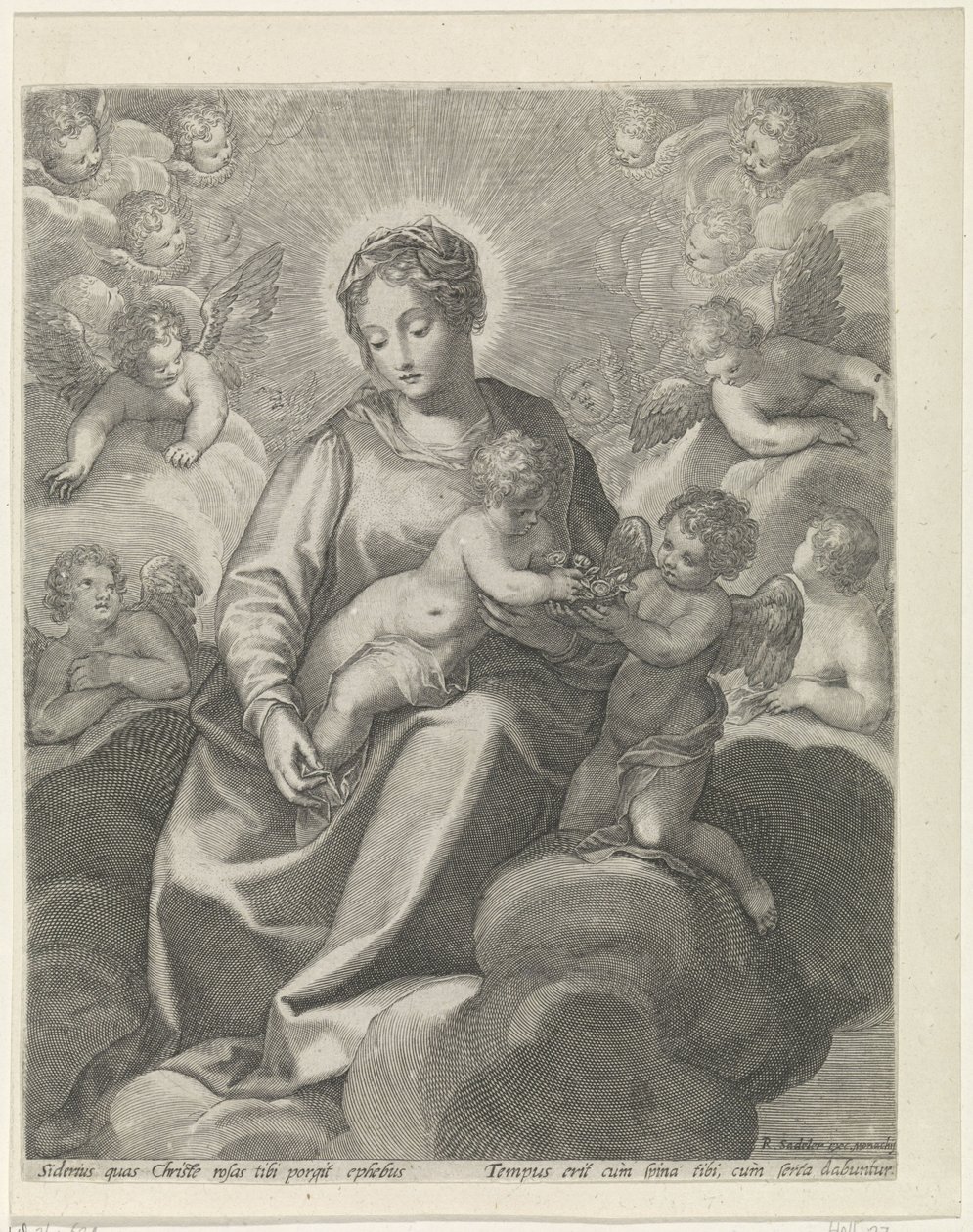 Bulutlarda İsa Çocuk ile Meryem by Raphaël Sadeler (II)